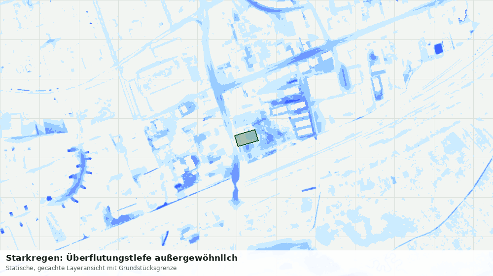 Statische Kartenansicht: Starkregen: Überflutungstiefe außergewöhnlich