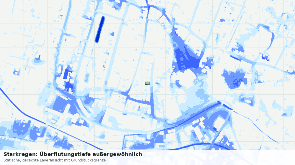 Statische Kartenansicht: Starkregen: Überflutungstiefe außergewöhnlich