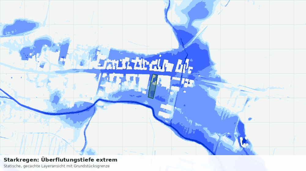 Statische Kartenansicht: Starkregen: Überflutungstiefe extrem