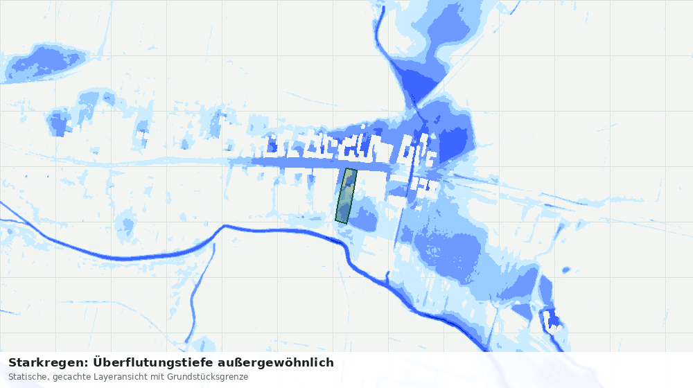 Statische Kartenansicht: Starkregen: Überflutungstiefe außergewöhnlich