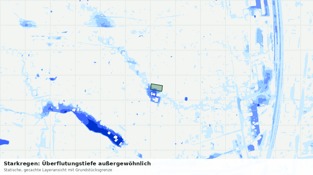 Statische Kartenansicht: Starkregen: Überflutungstiefe außergewöhnlich