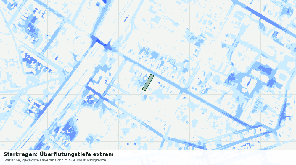 Statische Kartenansicht: Starkregen: Überflutungstiefe extrem