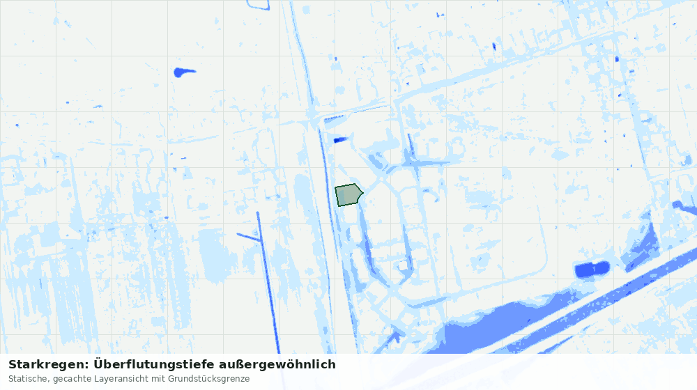 Statische Kartenansicht: Starkregen: Überflutungstiefe außergewöhnlich