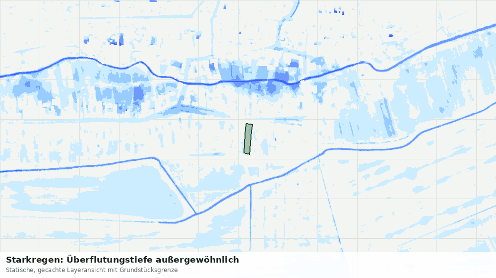 Statische Kartenansicht: Starkregen: Überflutungstiefe außergewöhnlich