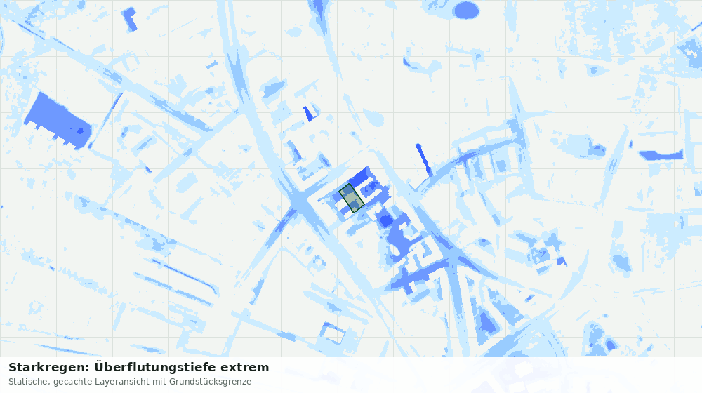 Statische Kartenansicht: Starkregen: Überflutungstiefe extrem