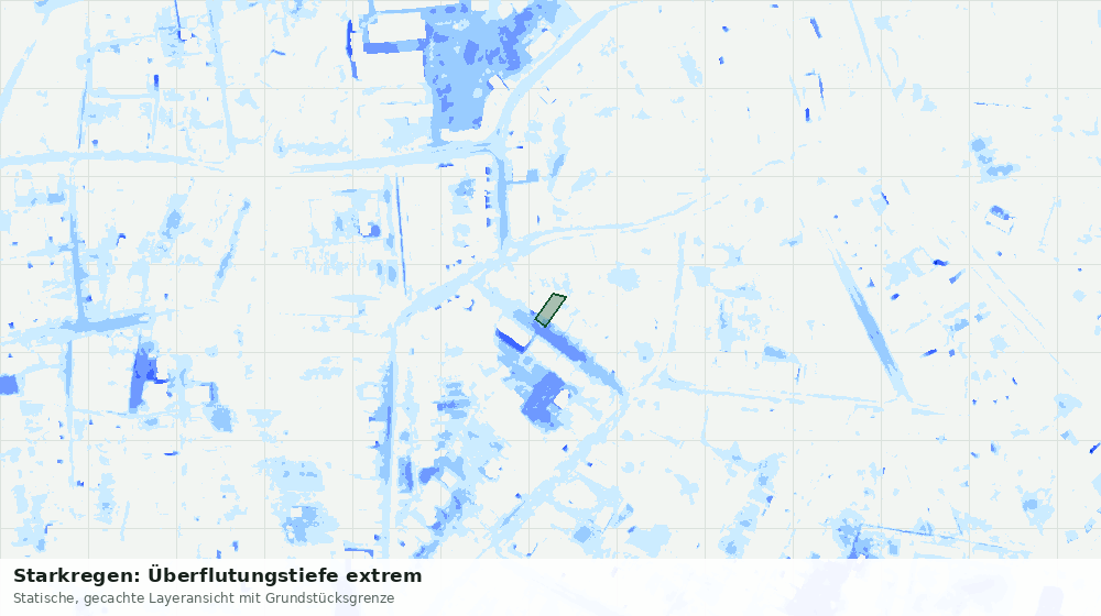 Statische Kartenansicht: Starkregen: Überflutungstiefe extrem