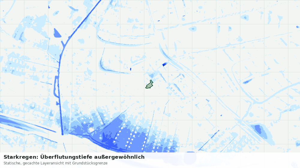 Statische Kartenansicht: Starkregen: Überflutungstiefe außergewöhnlich
