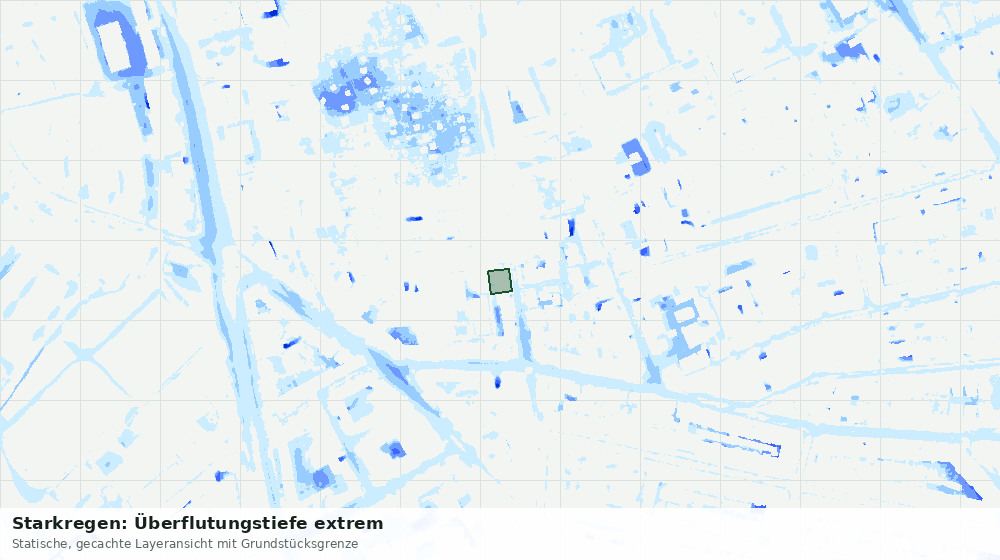 Statische Kartenansicht: Starkregen: Überflutungstiefe extrem
