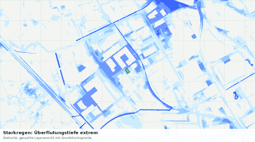 Statische Kartenansicht: Starkregen: Überflutungstiefe extrem