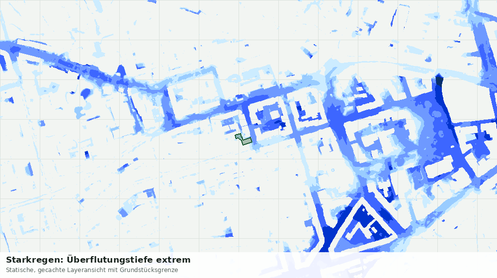 Statische Kartenansicht: Starkregen: Überflutungstiefe extrem