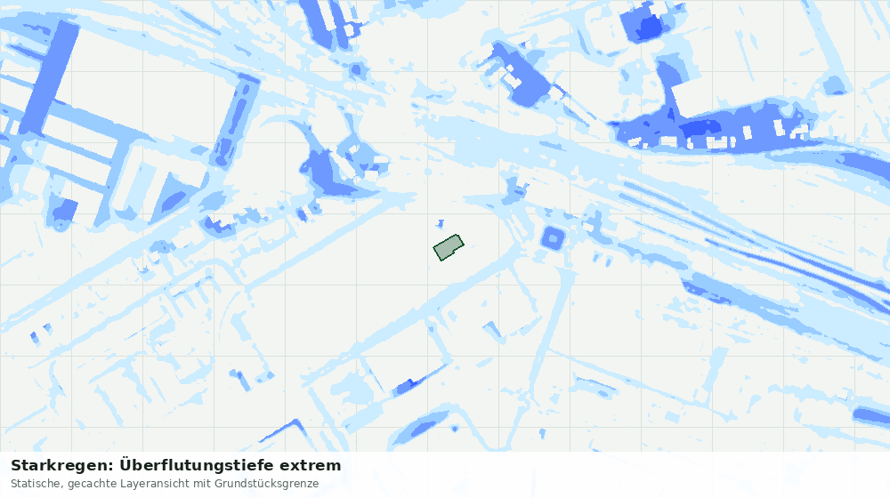 Statische Kartenansicht: Starkregen: Überflutungstiefe extrem