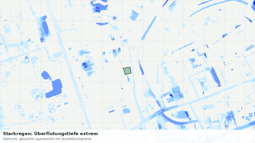 Statische Kartenansicht: Starkregen: Überflutungstiefe extrem