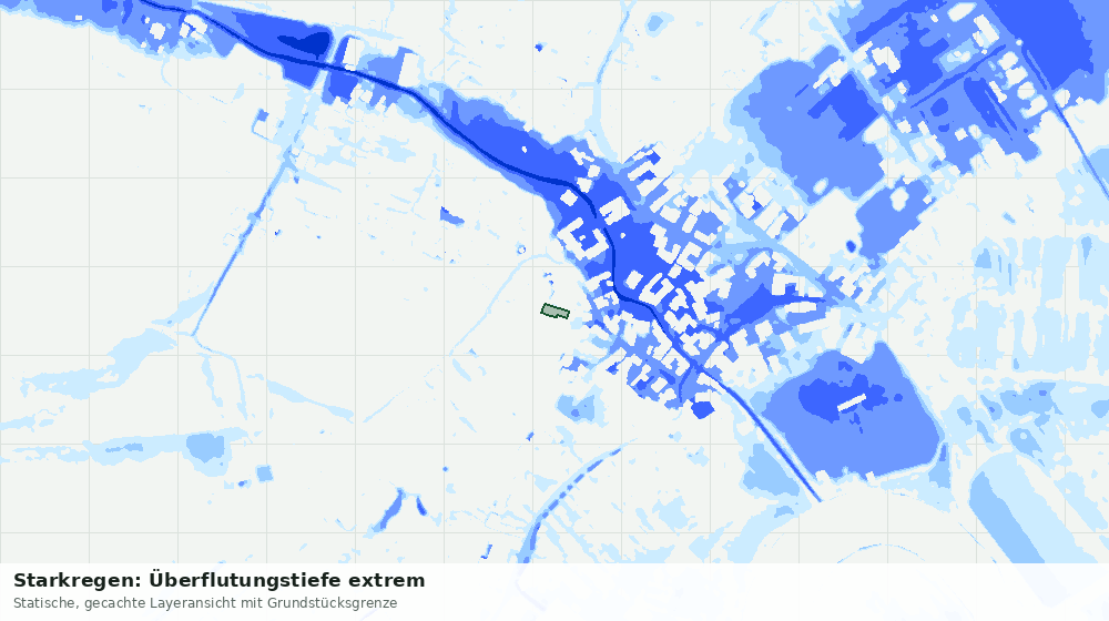Statische Kartenansicht: Starkregen: Überflutungstiefe extrem