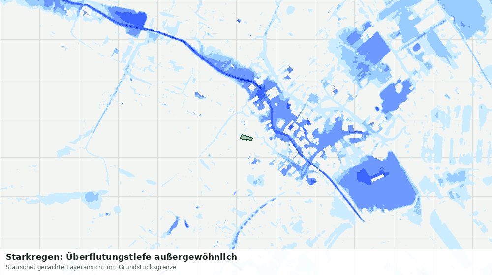 Statische Kartenansicht: Starkregen: Überflutungstiefe außergewöhnlich