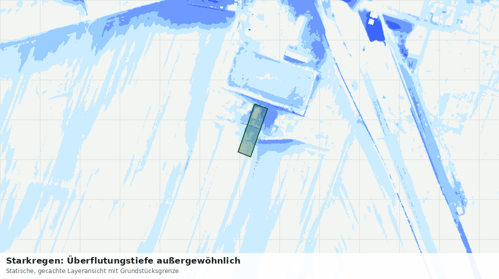 Statische Kartenansicht: Starkregen: Überflutungstiefe außergewöhnlich