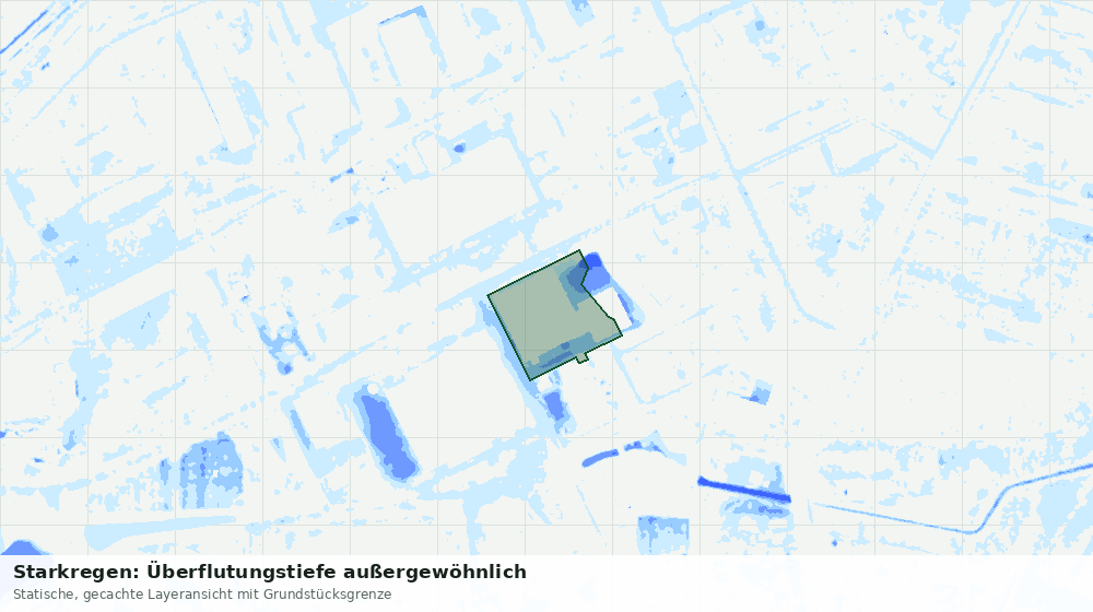 Statische Kartenansicht: Starkregen: Überflutungstiefe außergewöhnlich