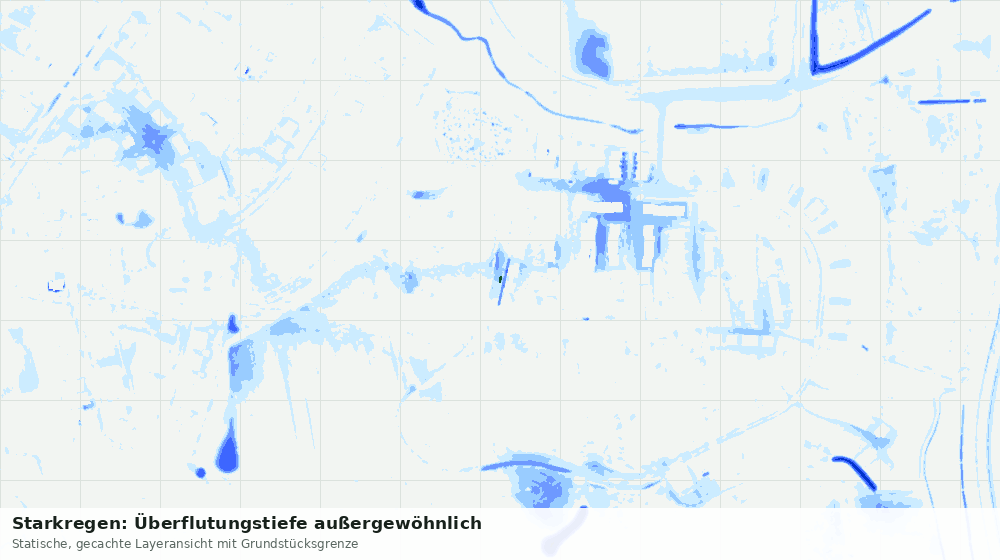 Statische Kartenansicht: Starkregen: Überflutungstiefe außergewöhnlich