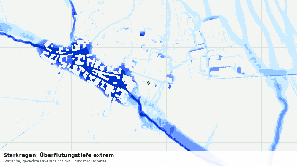 Statische Kartenansicht: Starkregen: Überflutungstiefe extrem