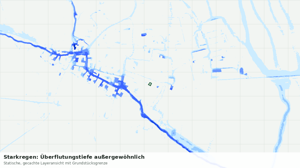 Statische Kartenansicht: Starkregen: Überflutungstiefe außergewöhnlich