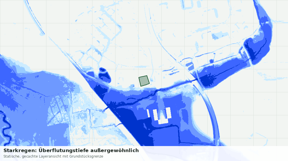 Statische Kartenansicht: Starkregen: Überflutungstiefe außergewöhnlich