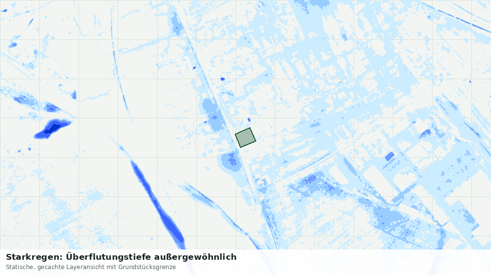 Statische Kartenansicht: Starkregen: Überflutungstiefe außergewöhnlich