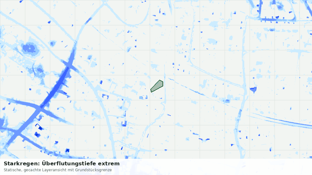 Statische Kartenansicht: Starkregen: Überflutungstiefe extrem
