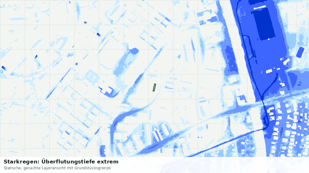 Statische Kartenansicht: Starkregen: Überflutungstiefe extrem