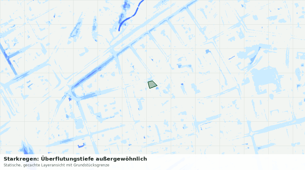 Statische Kartenansicht: Starkregen: Überflutungstiefe außergewöhnlich