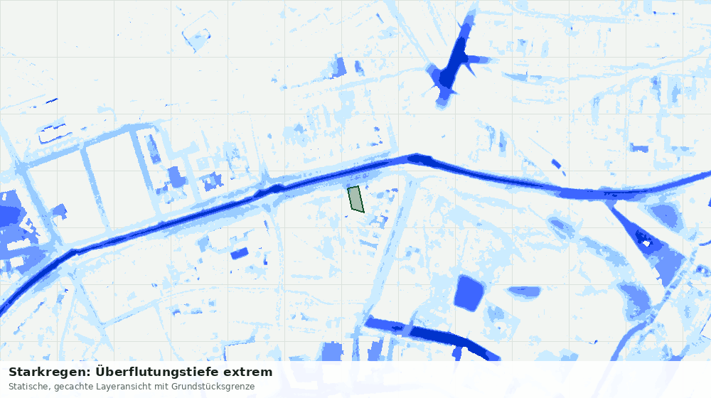 Statische Kartenansicht: Starkregen: Überflutungstiefe extrem