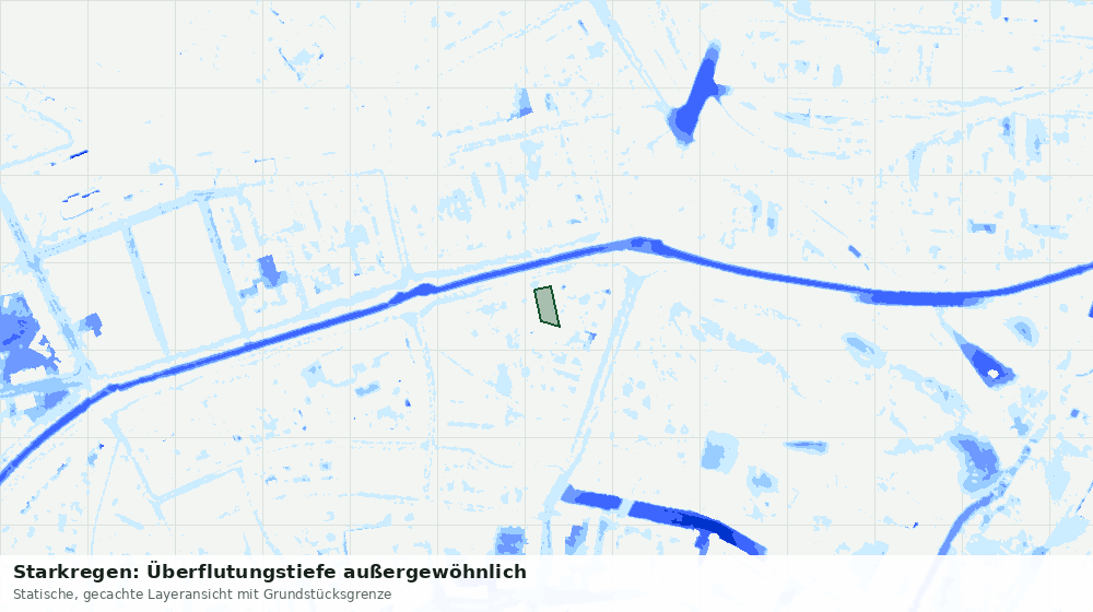 Statische Kartenansicht: Starkregen: Überflutungstiefe außergewöhnlich