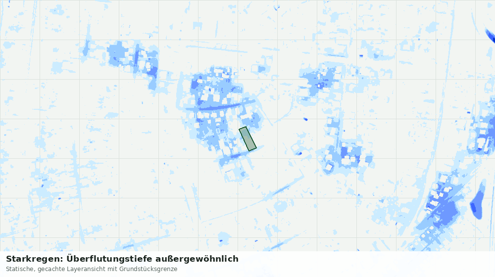 Statische Kartenansicht: Starkregen: Überflutungstiefe außergewöhnlich
