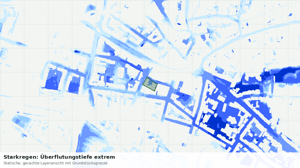 Statische Kartenansicht: Starkregen: Überflutungstiefe extrem