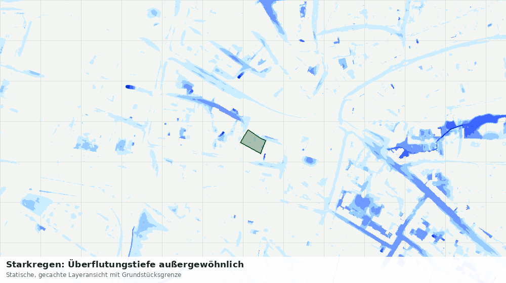 Statische Kartenansicht: Starkregen: Überflutungstiefe außergewöhnlich