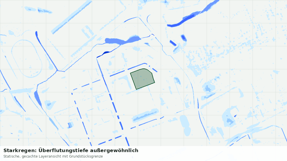 Statische Kartenansicht: Starkregen: Überflutungstiefe außergewöhnlich