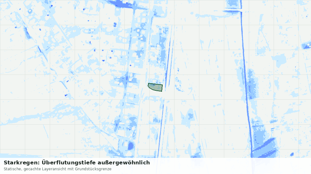 Statische Kartenansicht: Starkregen: Überflutungstiefe außergewöhnlich