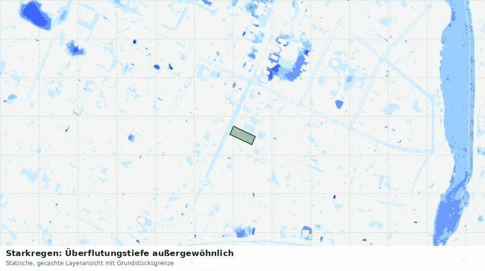 Statische Kartenansicht: Starkregen: Überflutungstiefe außergewöhnlich