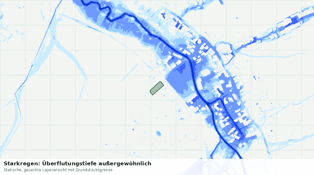 Statische Kartenansicht: Starkregen: Überflutungstiefe außergewöhnlich