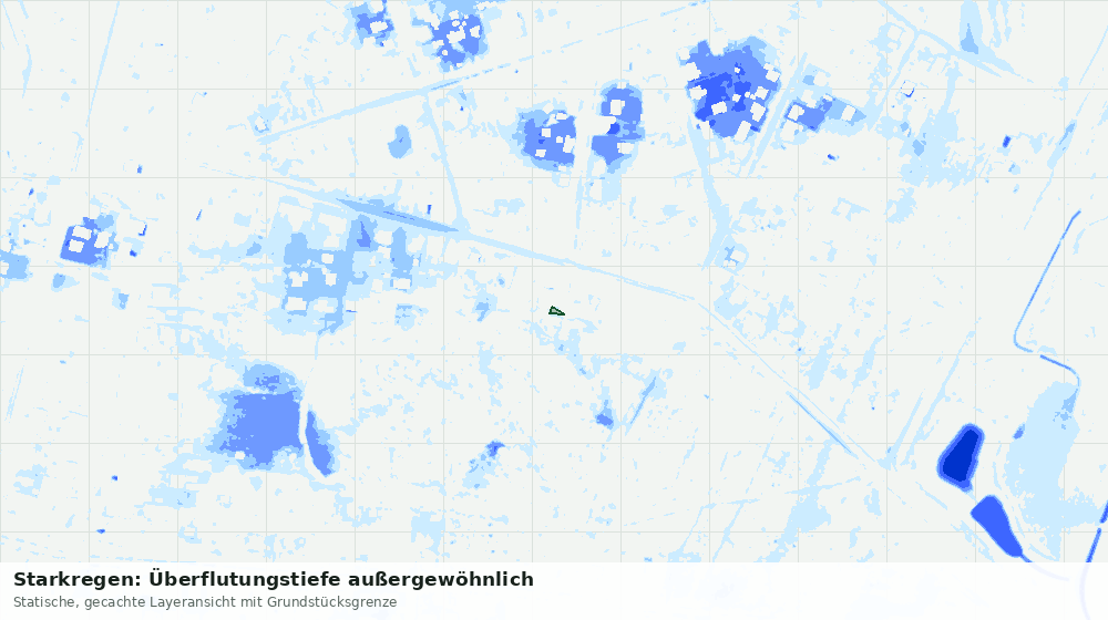 Statische Kartenansicht: Starkregen: Überflutungstiefe außergewöhnlich