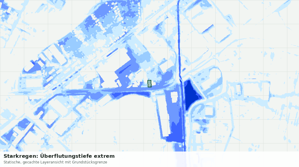 Statische Kartenansicht: Starkregen: Überflutungstiefe extrem