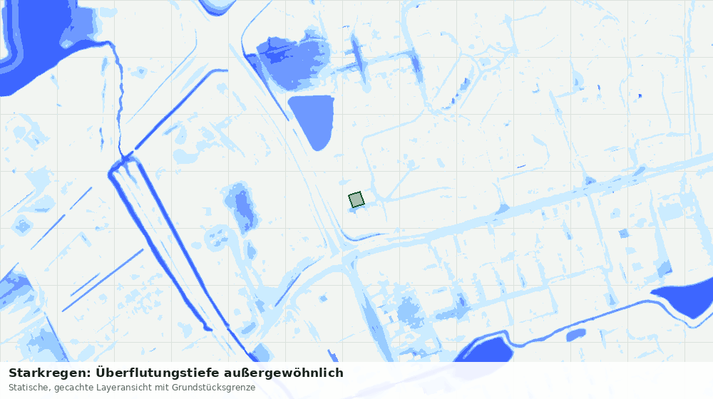 Statische Kartenansicht: Starkregen: Überflutungstiefe außergewöhnlich