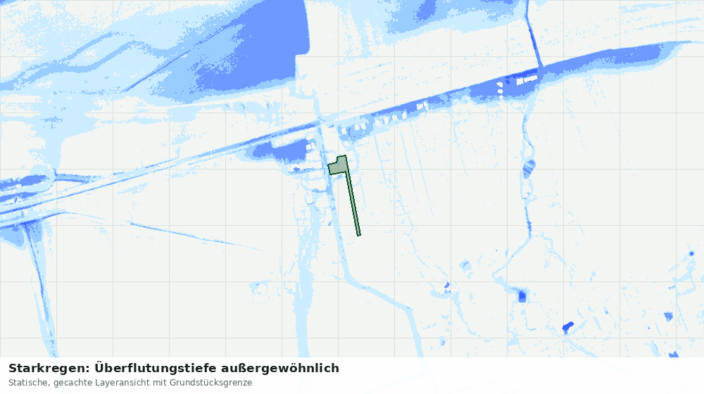 Statische Kartenansicht: Starkregen: Überflutungstiefe außergewöhnlich