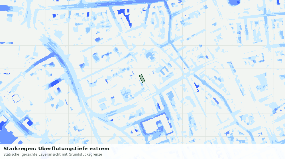 Statische Kartenansicht: Starkregen: Überflutungstiefe extrem
