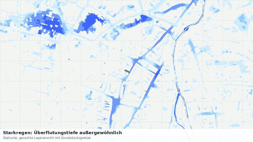 Statische Kartenansicht: Starkregen: Überflutungstiefe außergewöhnlich