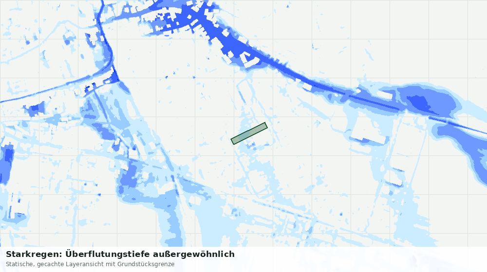 Statische Kartenansicht: Starkregen: Überflutungstiefe außergewöhnlich