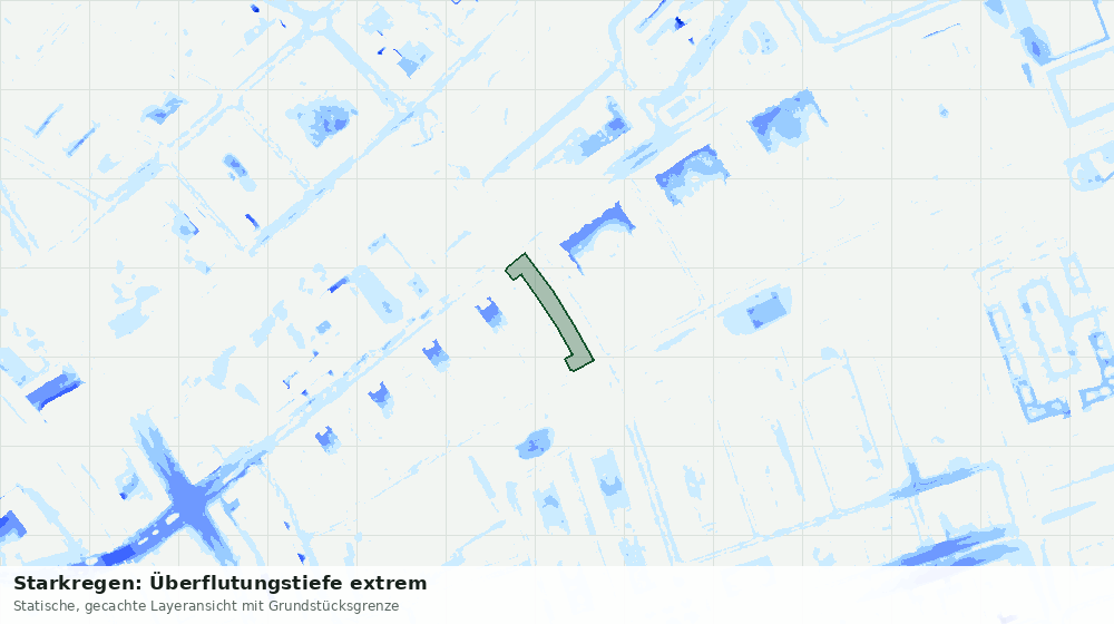 Statische Kartenansicht: Starkregen: Überflutungstiefe extrem