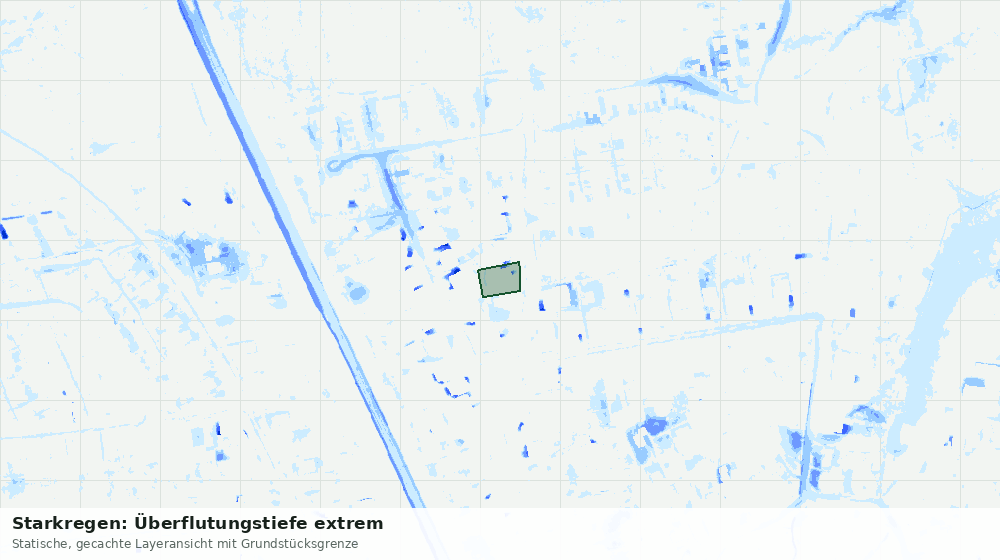 Statische Kartenansicht: Starkregen: Überflutungstiefe extrem