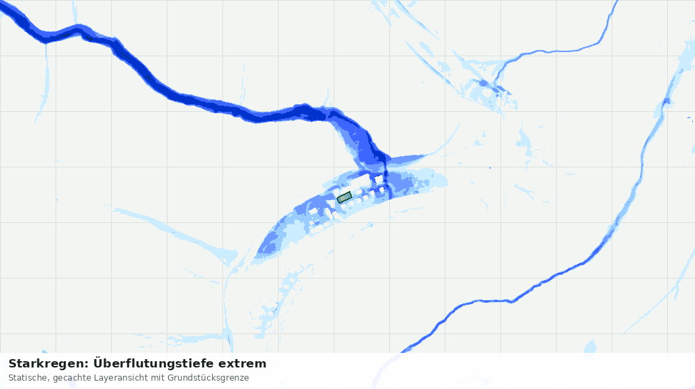 Statische Kartenansicht: Starkregen: Überflutungstiefe extrem