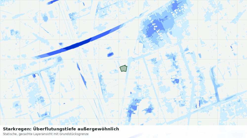 Statische Kartenansicht: Starkregen: Überflutungstiefe außergewöhnlich
