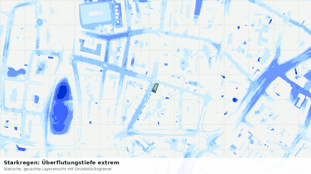Statische Kartenansicht: Starkregen: Überflutungstiefe extrem