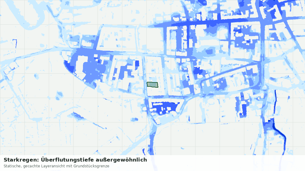 Statische Kartenansicht: Starkregen: Überflutungstiefe außergewöhnlich
